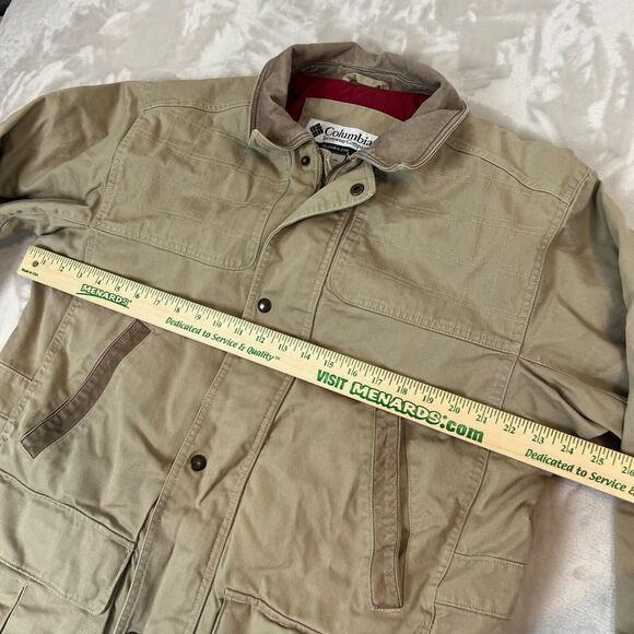 VTG Columbia Jacket Mens Large Beige Canvas Chore Coat Barn Outdoors Field - Picture 4 of 14